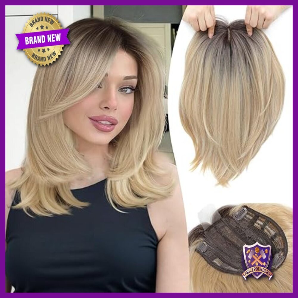 12 Inch Synthetic Hair Topper with Bangs for Thinning Hair